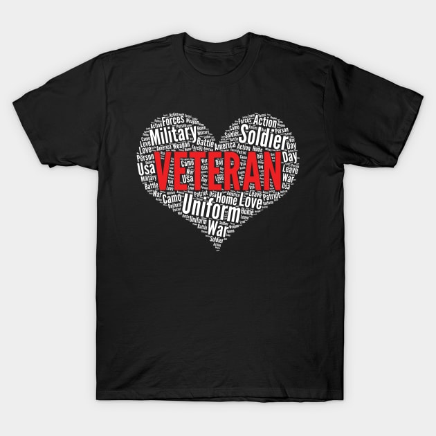 Veteran Heart Shape Word Cloud Design design T-Shirt by theodoros20